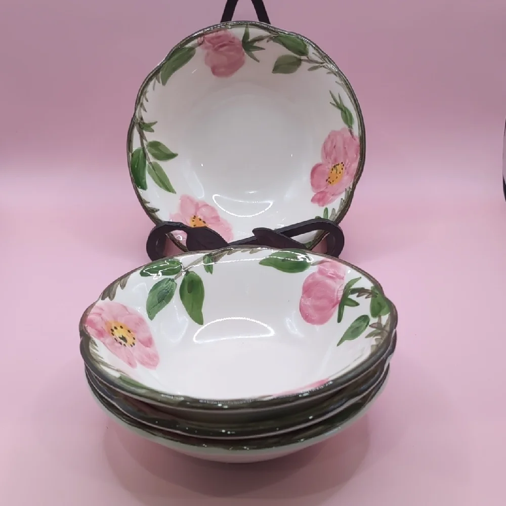 Vintage (4) Four Franciscan Desert Rose Earthenware Dessert / Cereal Bowls 6